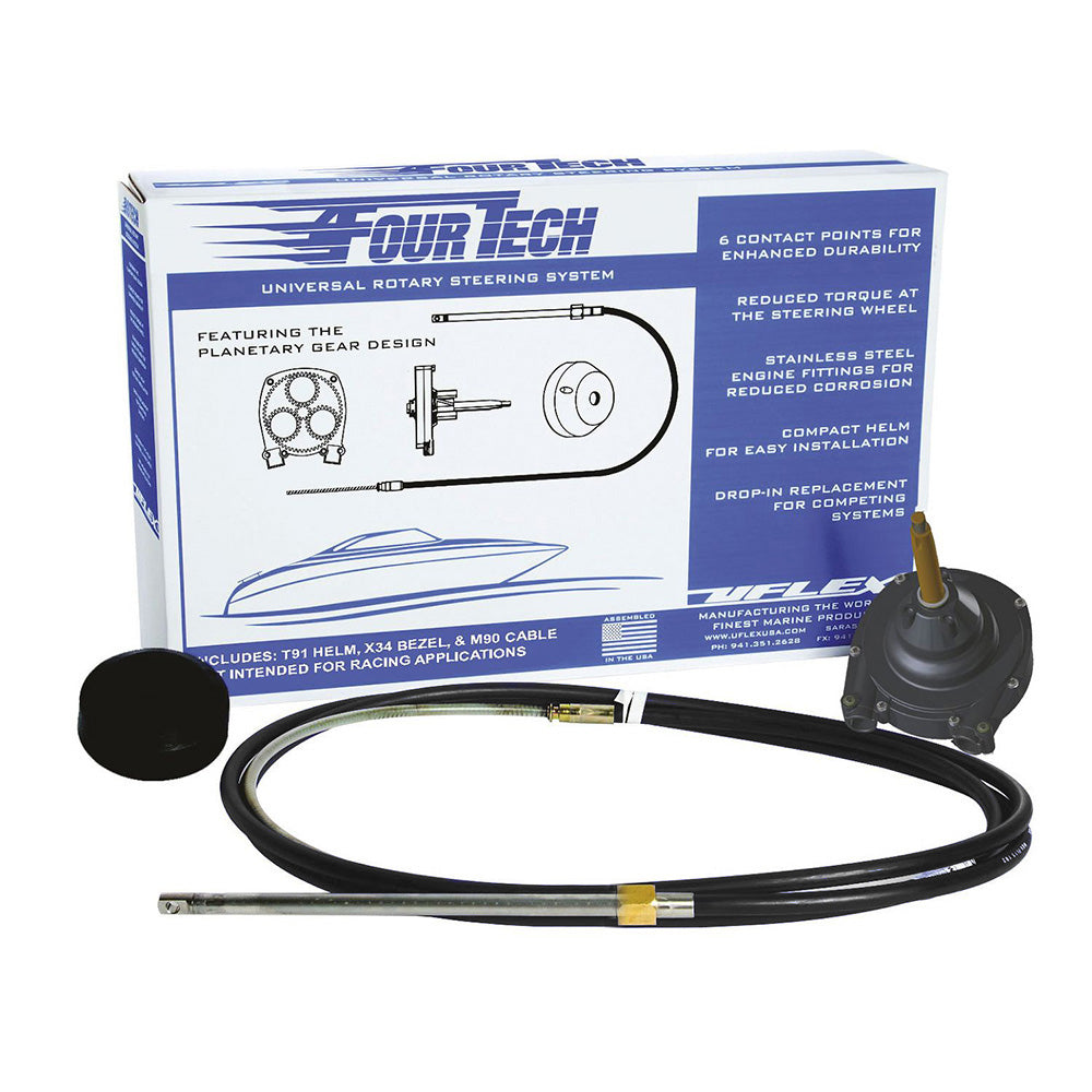 Uflex Fourtech 7 Black Mach Rotary Steering System wHelm Bezel Cable FOURTECHBLK07